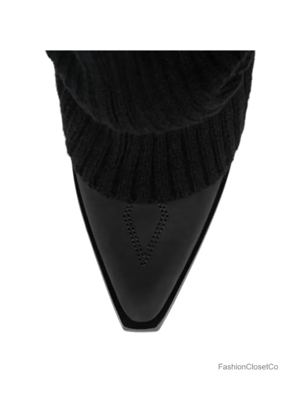 Knitted Cowgirl Boots Slouch Western Mid Calf Fold Over Chunky Heel Pull On